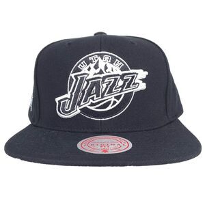 Utah Jazz Mitchell & Ness NBA Snapback Hat Cap Black White 3D Logo Side Logo NWT